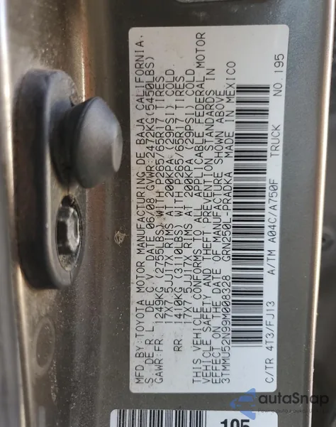 2009 Toyota Tacoma Double Cab Long Bed z USA, uszkodzony, nr VIN 3TMMU52N99M008328